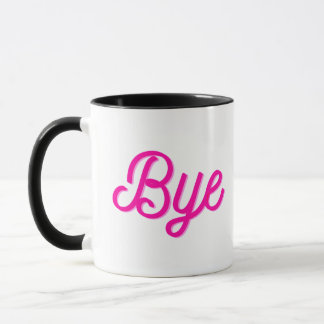 Caneca Legal Gato Engraçado Com Tchau De Texto Rosa