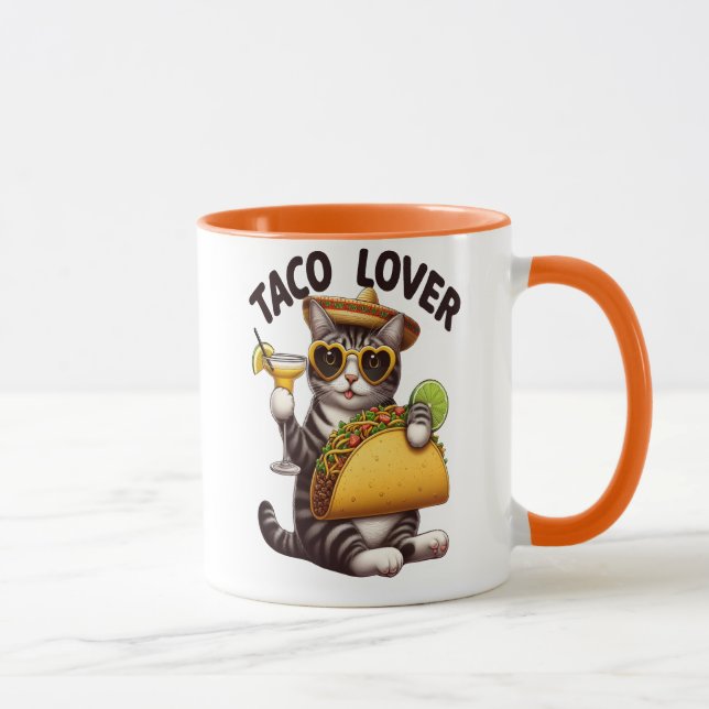 Caneca Legal gato gostando do taco terça-feira (Direita)
