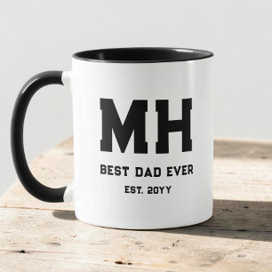Caneca Legal Preto e Branco Moderno Monograma Melhor Pai 