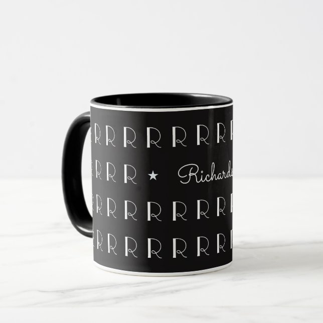 Caneca Legal tipografia a preto e branco com R inicial (Frente Esquerda)