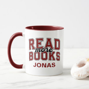 Caneca Leia Mais Livros Maroon Varsity Leitores Bibliófil