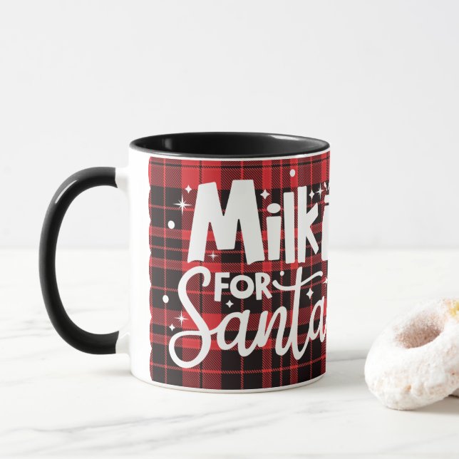 Caneca Leite para Papais noeis Xadrez Natal (Com Donut)