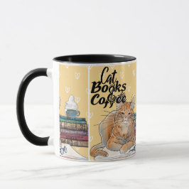 Caneca Leitura de Cozy com Gatos e Víblias de Café