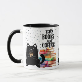 Caneca Leitura de livros Café Gato Negro Bonito
