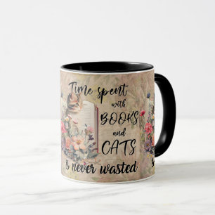 Caneca Leitura de livros com Gatos-Cute: Amante de os ani