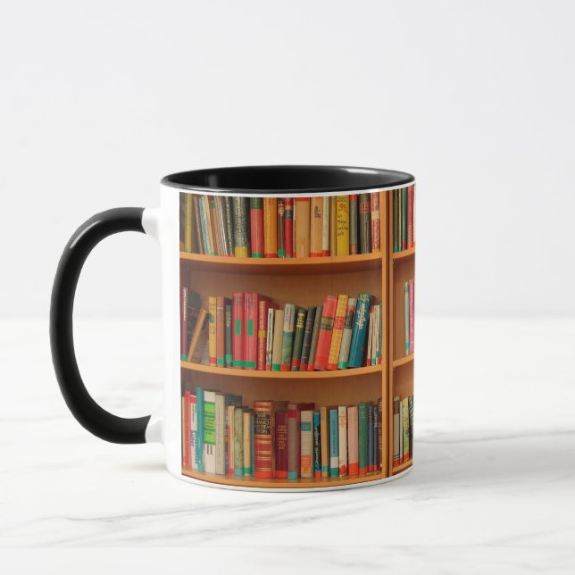 Caneca Leitura do worm da biblioteca de livros da estante (Esquerda)