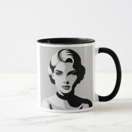 Caneca L'élégance contrastée d’un visage mystérieux.