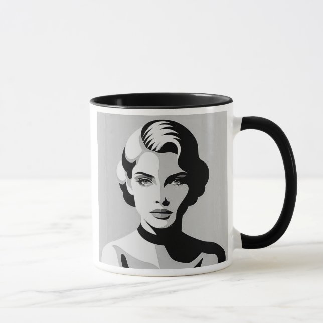 Caneca L'élégance contrastée d’un visage mystérieux. (Direita)