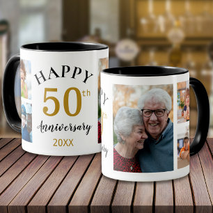 Caneca Lembrança de colagem de 5 fotos do 50º aniversário
