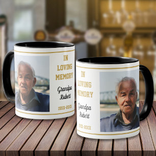 Caneca Lembrança Preta e Dourada de 2 Fotos em Memória Am