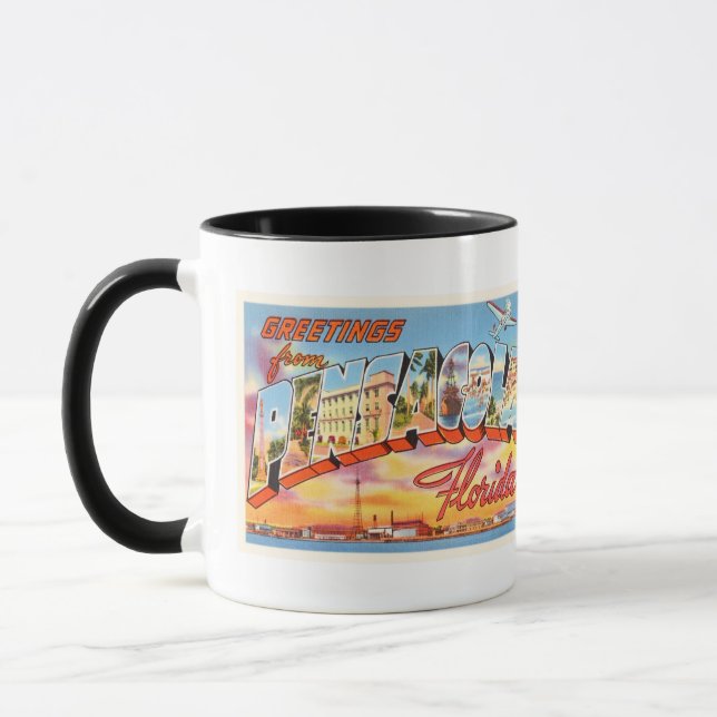 Caneca Lembrança velha das viagens vintage de Pensacola (Esquerda)