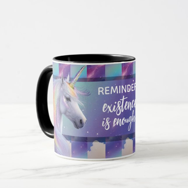 Caneca Lembrete Você É Suficiente Unicórnio Arco-íris (Frente Esquerda)