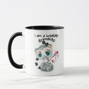 Caneca Lêmure adorável romântico sem esperança - desenho