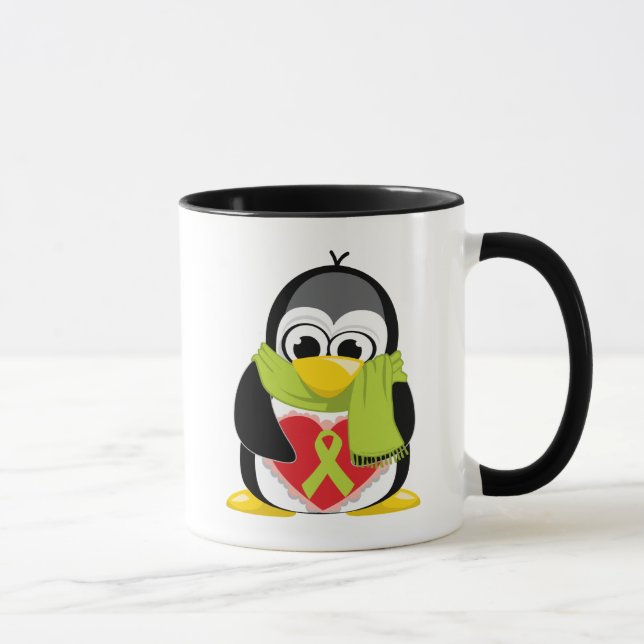 Caneca Lenço do pinguim da fita do verde limão (Direita)