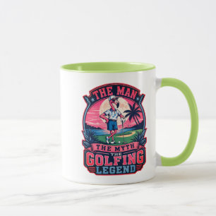 Caneca Lenda do Golfe Homem Mito Flamingo Golfistas Humor