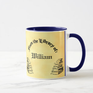 Caneca Lendo Mug de Livro Personalizado "Biblioteca de"