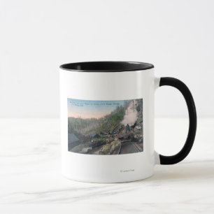 Caneca Lenhador que levam registros sobre o Gulch pelo