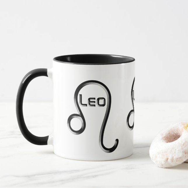 Caneca LEO, Design abstrato do Sinal Zodíaco, (Com Donut)