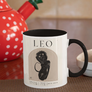 Caneca Leo Feminine Zodiac Design Brown Black 15 OZ