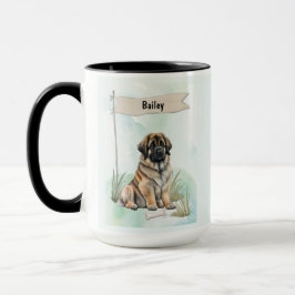 Caneca Leonberger Watercolor Personalized Dog
