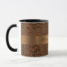 Caneca Leopard Animal Black Honey Dourado Stripe Name Caf