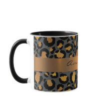 Leopard Skin Black Honey Dourado Stripe Name Perso