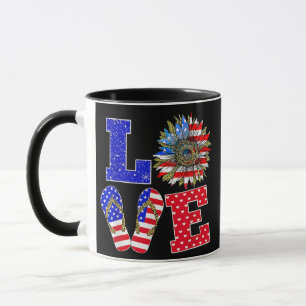Caneca Leopardo Amor de Girassol Patriótico de 4 de Julho