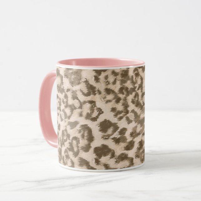 Caneca Leopardo bege. (Frente Esquerda)