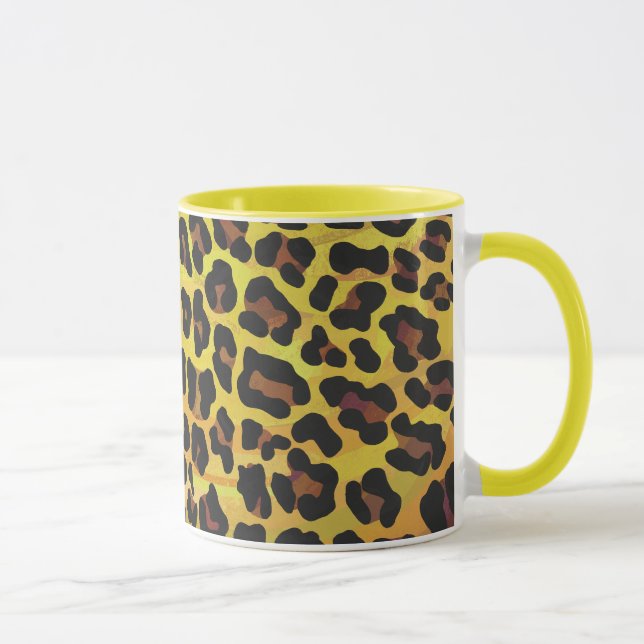 Caneca Leopardo Castanho e Impressão Amarelo (Direita)