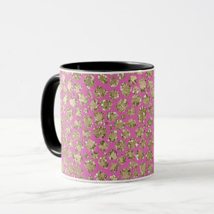 Caneca Leopardo Dourado Glam Cor-de-Rosa