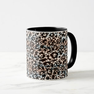 Caneca leopardo, elegante, manchado, marrom, bege, pele,