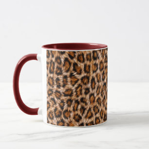 Caneca Leopardo Jaguar Gato Padrão de Pelo Marrom
