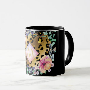 Caneca Leopardo Menino bonito Imprime Cor-de-Rosa Dourada