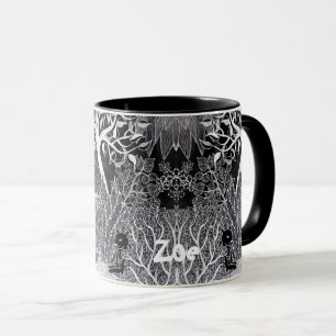 Caneca Leopardo negro na selva - desenho a lápis,