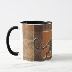 Caneca Leopardo no fundo laranja e castanho