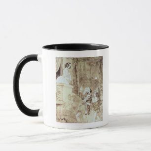 Caneca Leporello que serenading Elvira na guisa Giovanni