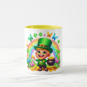 Caneca Leprichão Fofo do Arco-íris com Ouro