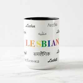 Caneca Lésbica - Muitas línguas; Todo Amor