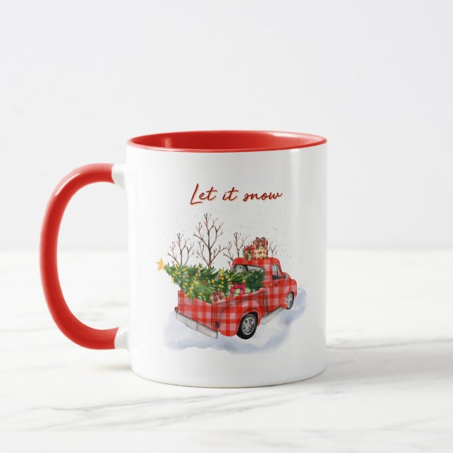 Caneca Let It Snow Red Truck Christmas Holiday (Esquerda)