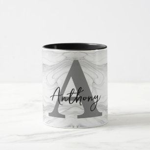 Caneca Letra A Monograma de Mármore Clássico e Moderno