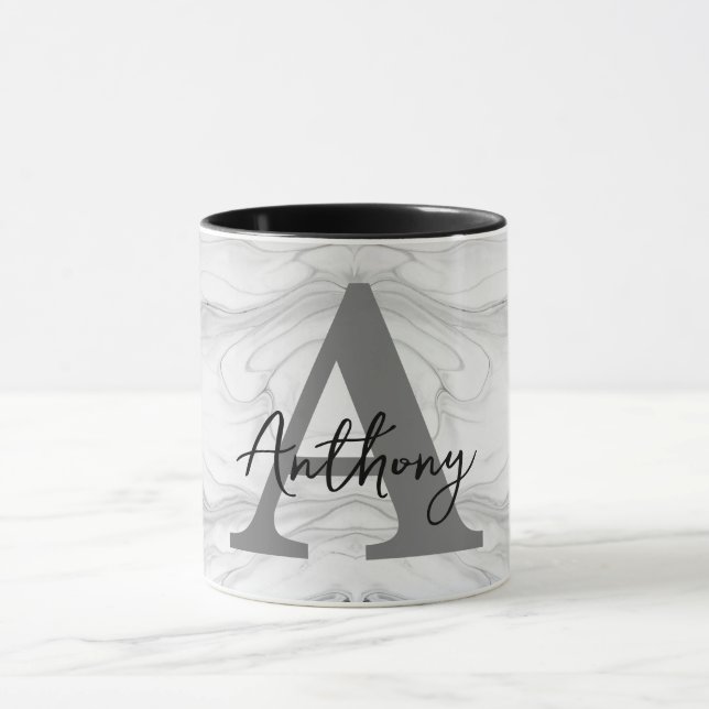 Caneca Letra A Monograma de Mármore Clássico e Moderno (Centro)
