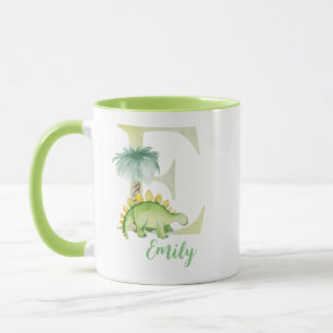 Caneca Letra aquosa E com dinossauro