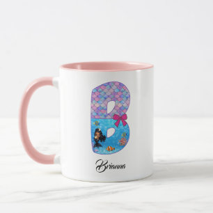 Caneca Letra B do Alfabeto de Sereia Personalizada