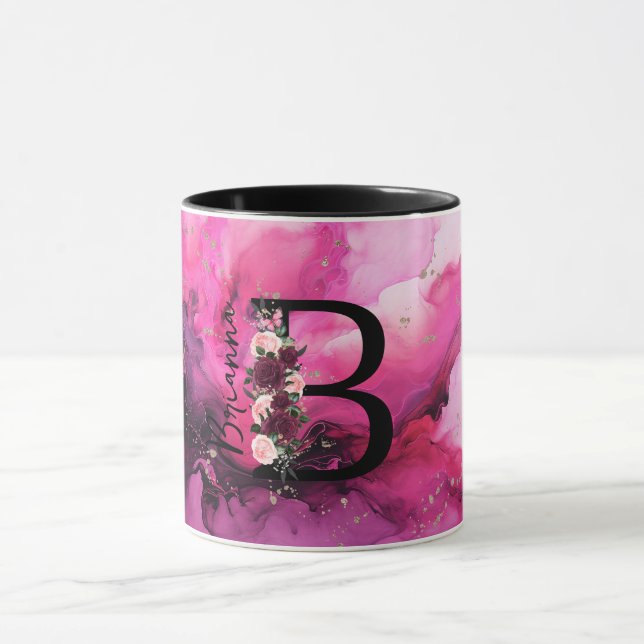 Caneca Letra B Monograma em Mármore Rosa e Roxo (Centro)