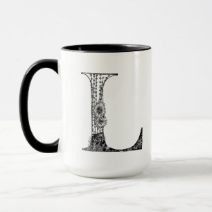 Caneca Letra botânica L Mug, Arte de Elizabeth Sampson