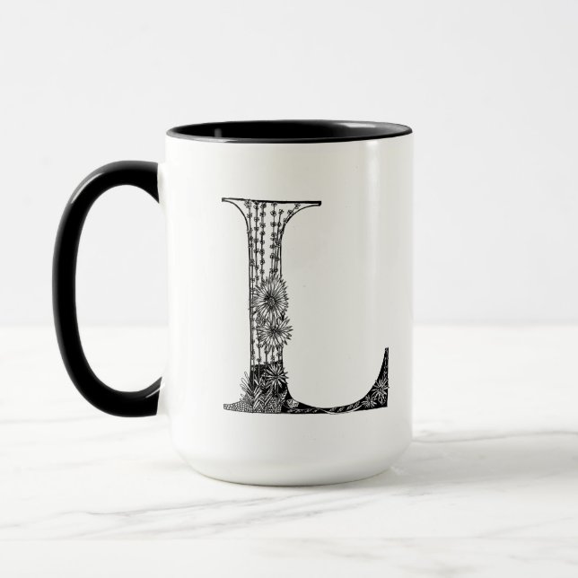 Caneca Letra botânica L Mug, Arte de Elizabeth Sampson (Esquerda)