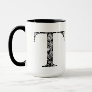Caneca Letra botânica T Mug, Arte de Elizabeth Sampson