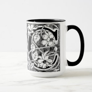 Caneca Letra "C" da vinha da flor - Mug