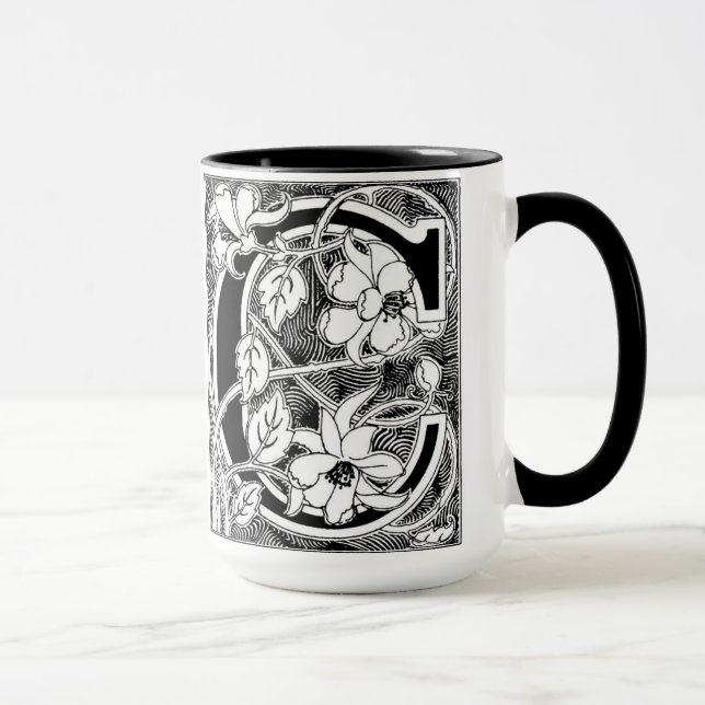 Caneca Letra "C" da vinha da flor - Mug (Direita)