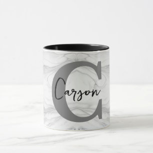 Caneca Letra C Monograma de Mármore Moderna e Clássica